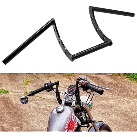AnXin Motorcycle Handlebar Z Bars 22mm 7/8" - Black Cover