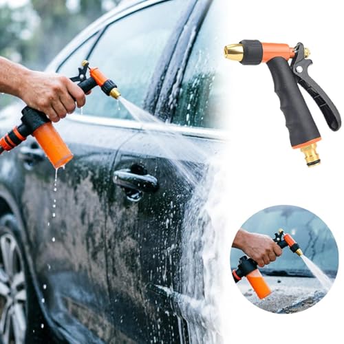 Adjustable Garden Hose Sprayer Nozzle, Anti Slip Soft Rubber Wrapped Handle Trigger Switch Power Hose Nozzle, Durable Rust Proof Hose Nozzle Heavy Duty for Car Home Outdoor Cleaning Lawn Watering (A) — view 4