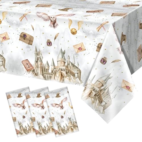 3 Pieces Magical Wizard Party Tablecloth Boys Girls Witch Wizard ...