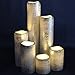 Flameless LED Candles Battery Operated with Timer Slim Set of 6, 2 Inches Wide and 2-9 Inches Tall, SilverCoated Wax and Flickering Warm White Flame for Home Decor or Wedding Decorations
