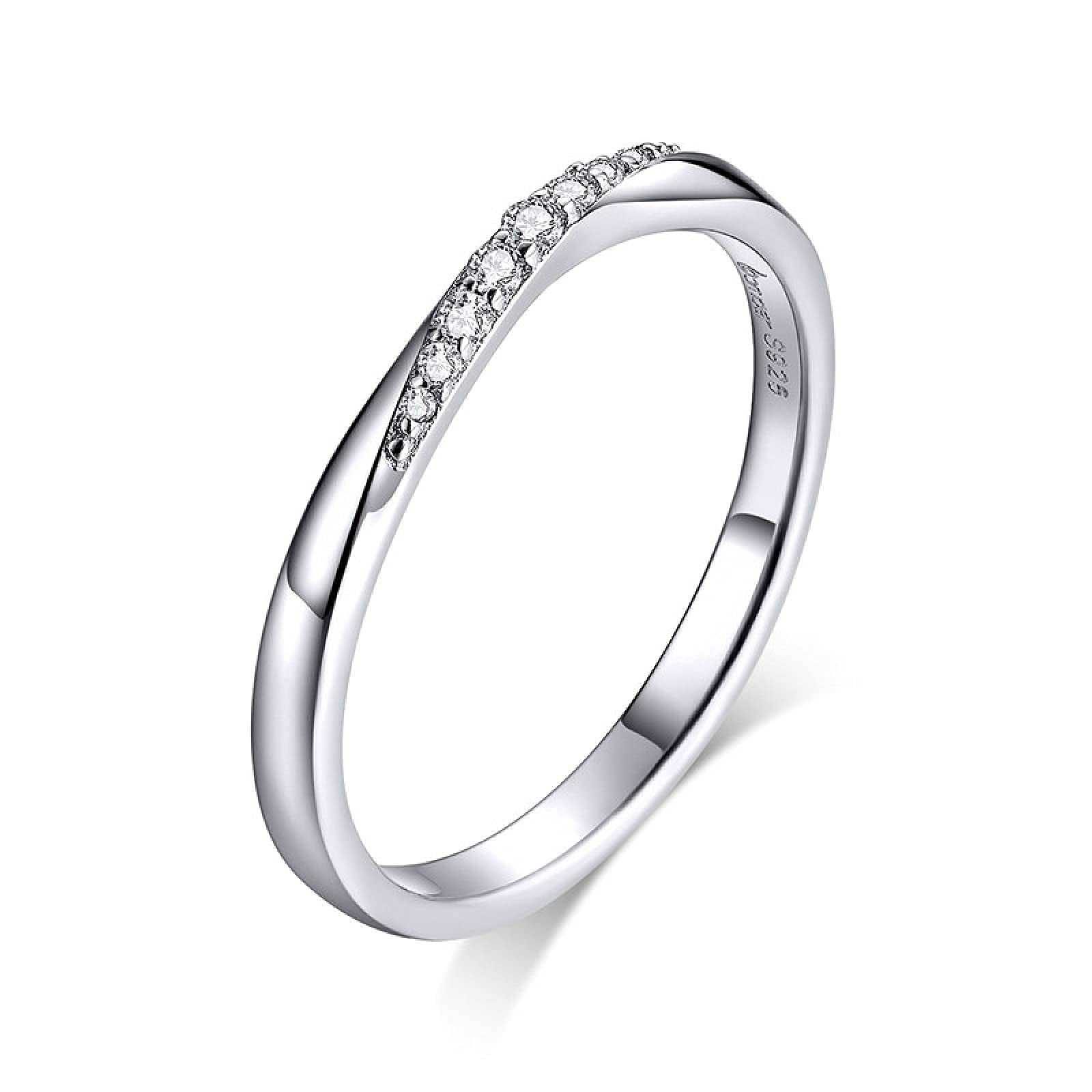 WXKAGF Sterling Silber 925 Ringe Schillernde Zirkonia Fingerringe für Frauen Hochzeit Schmuck Chic Stilvoll