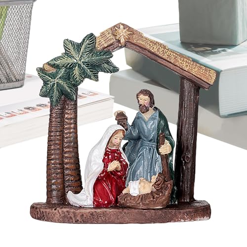 Cena da manjedoura, Cenas de mesa de presépio | Estatueta de presépio de resina decoração de natal,P