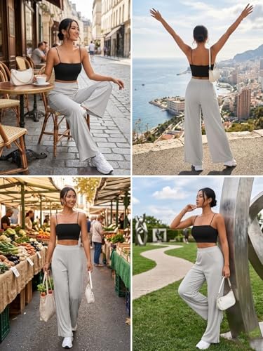 Image of GRECIILOOKS Women's Parachute Cargo Pants - High Waist Flared Korean Trousers| Trendy Casual Wear for Daily & Travel Use (Available in Plus Size)