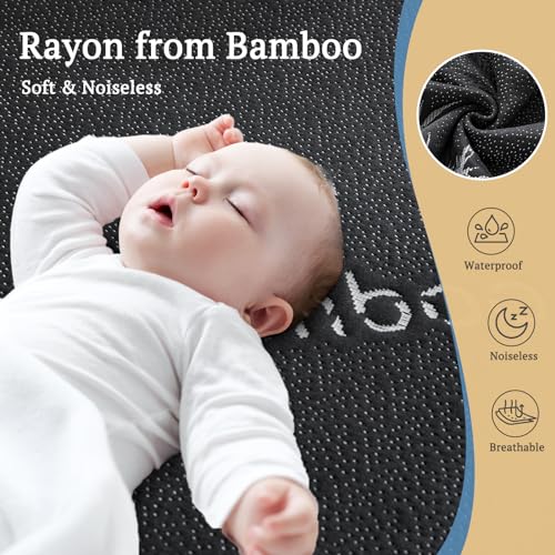 Image of BEDLORE Waterproof Crib Mattress Protector 2 Pack, Ultra Soft Bamboo Viscose Crib Mattress Pad Cover, Noiseless Toddler Mattress Protector for Standard Baby Mattress Size 52''x28'', Dark Gray