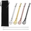 SENHAI 4 Stuks Premium Lepels Bombillas Yerba Mate Straw, Drinken Roeren Lepel Hoofd Filter Rietjes Met 2…