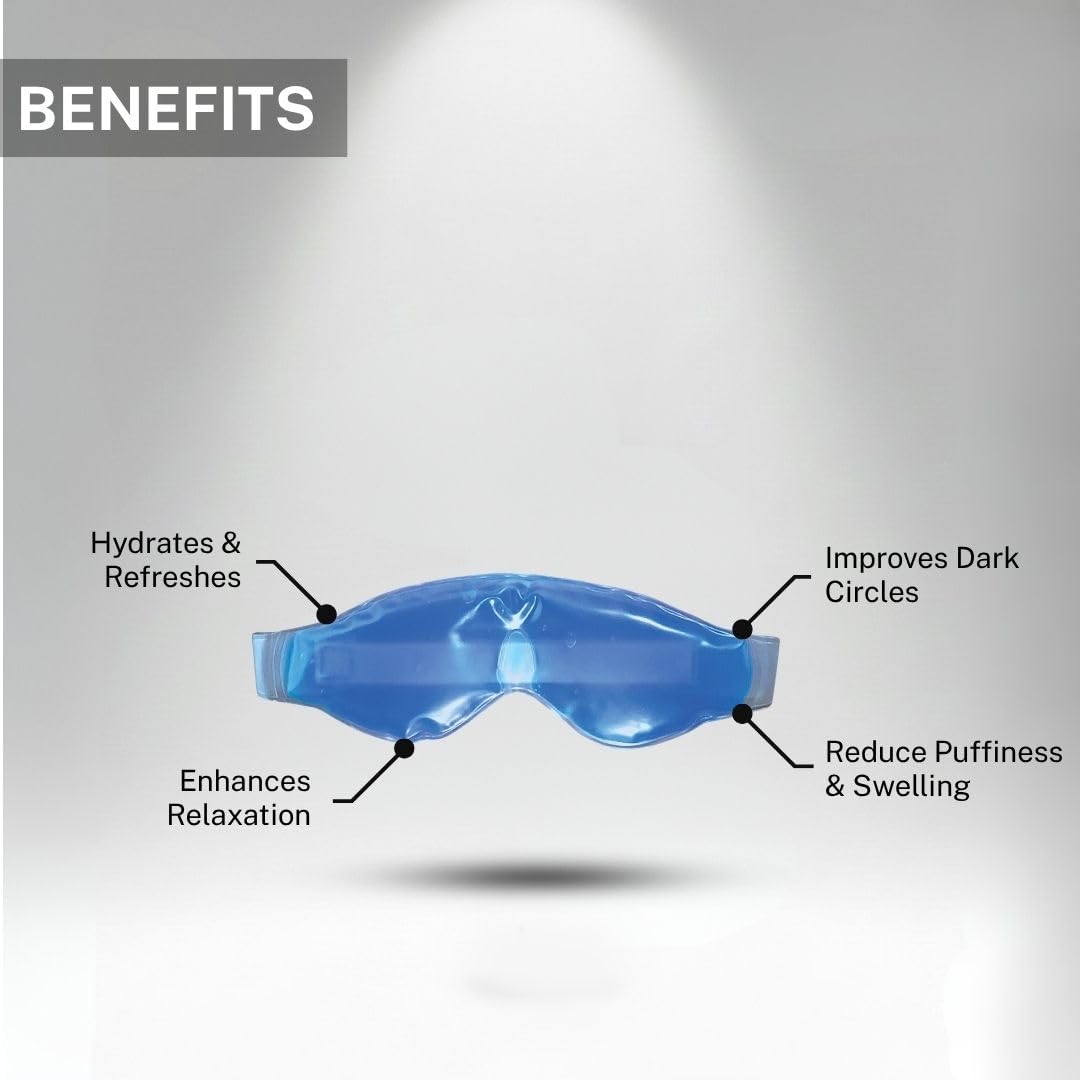 House of Beauty Hot & Cold Therapy Gel Eye Mask with Adjustable Strap for Eye Puffiness, Dark Circles, Dry Eyes, Under Eye Bags - Blue (Pack of 1) — Amazon image 2