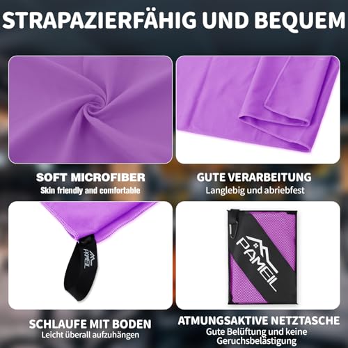 Pameil Mikrofaser Handtuch 3er Set (160x80cm Groß Badetuch +2 Stück 80x40cm Klein Handtuch)… – Ansicht 5