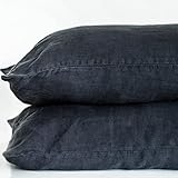 Beflax Natural Linen | Shams (Charcoal, King)