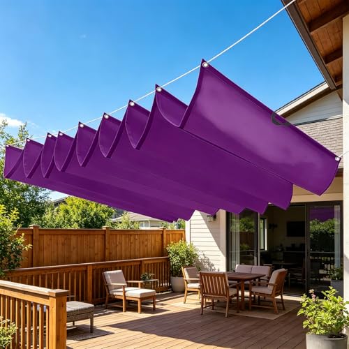 Voile d'ombrage vague rétractable 2,4x2,6m imperméable pour pergola extérieure pourpre - 3