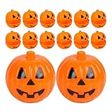 DOITOOL 28 scatole di caramelle a forma di zucca di Halloween sfuse - Mini barattolo di plastica per conservare le zucche con coperchio - Contenitori arancioni riempibili da 2,4 pollici per caramelle,