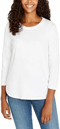 KIRKLAND Signature - Camiseta de algodón con manga 34 para mujer