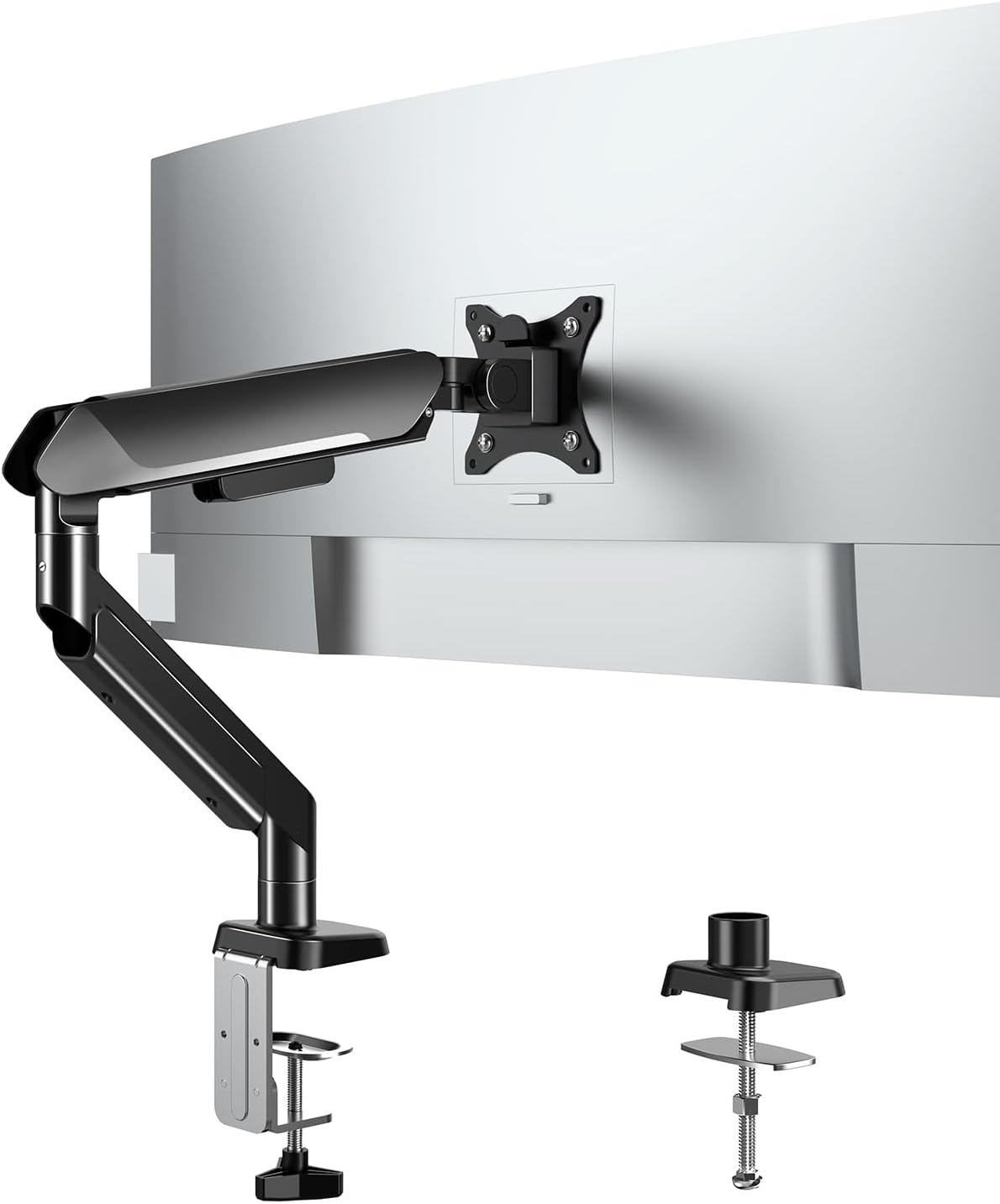 Product image of FORGING MOUNT Heavy Duty Single Monitor Arm Stand Fits 17-42" Computer Screen, Adjustable Gas Spring Desk Mount Holds up to 33lbs, Full Motion with Clamp/Grommet Base, VESA Mount 75x75/100x100