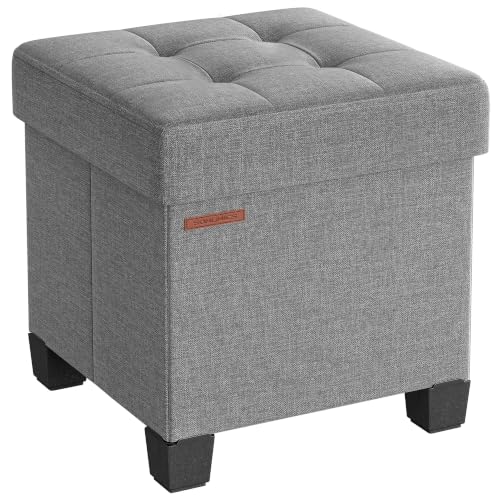 SONGMICS Storage Ottoman, Small Foot Rest, 15 x 15 x 15.7 Inches