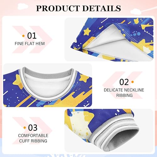 JUNZAN Cartoon Stars Blue Girls Thanksgiving Dresses Soft Kid Holiday Dress 2T3