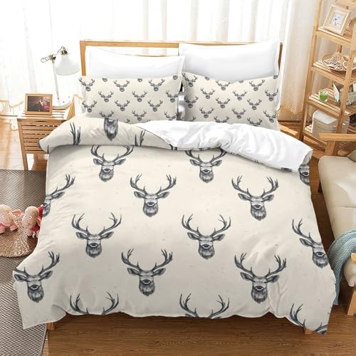 Housse de couette cerf 3D imprimée en microfibre douce 260x220
