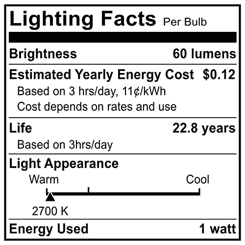 Led Night Light Bulb – C7 E12 Led Bulbs – Candelabra Light Bulbs, 1 Watt Equivalent 10W Incandescent Bulb, Warm White 2700K, Window Candles & Chandeliers Replacement Bulb, 4 Pack #TOP3
