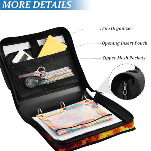 Image of 3 Ring Zipper Binder with Shoulder Strap Fierce Gorilla King Kong 1.5 inch Binders Keeper Large Capacity Multi Pockets for School Office Supplies