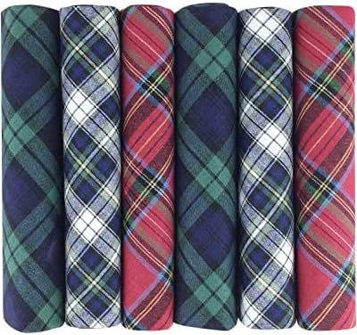 Hetherington Gray Box of 6 Tartan Plaid Cotton Handkerchiefs for Men
