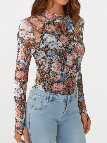 AUTOMET Lace Long Sleeve Floral Mesh Mockneck Going Out Tops for Women Fall Fashion Outfits 20253
