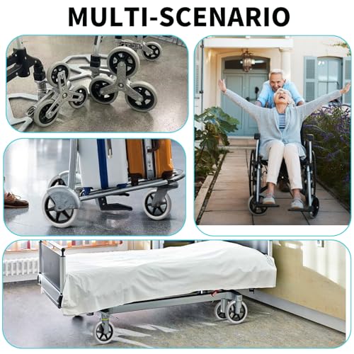 DBREAKS 2 Stück Ersatzrad Rollator Vorderräder, 150mm Solide Ersatzräder aus PU, 8mm Lagerinnendurchmesser, Vorderrad Rollstuhl für Rollstühle, Rollatoren, Gehhilfen, Radersatz(Hellgrau)
