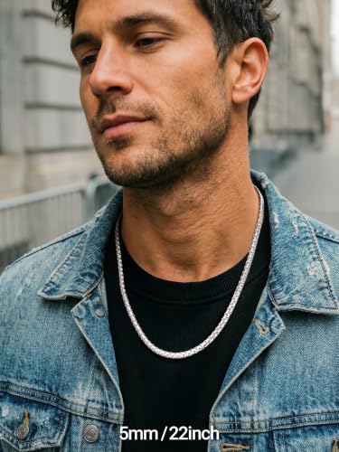 Image of PROSTEEL Stainless Steel Flat Box Link Chain Necklace for Men