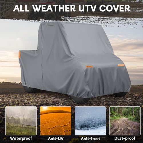 Image of Waterproof UTV Cover Compatible with Polaris Ranger 500 570 800 ETX 2 Seats | 6 Layers Outdoor Cover with Cotton Liner, Air Vents, Door Zipper and Windproof Buckles for Rain Snow Dust Protection