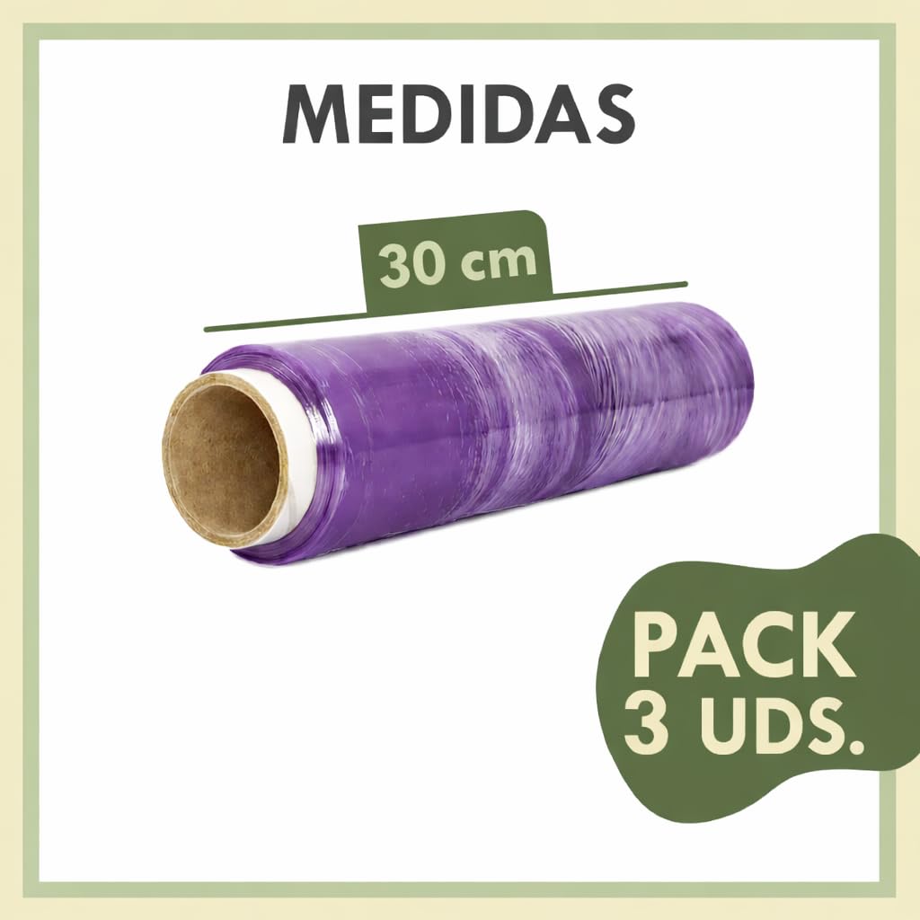 Zenic | Film Transparente Alimentario | 30 Cm Ancho Y 0.8 Kg de peso | 3 Rollos | Papel Film Transparente Cocina Hostelería Tattoo Peluquería | Resistente Y Adherente Mantiene Tensión | Apto Microonda