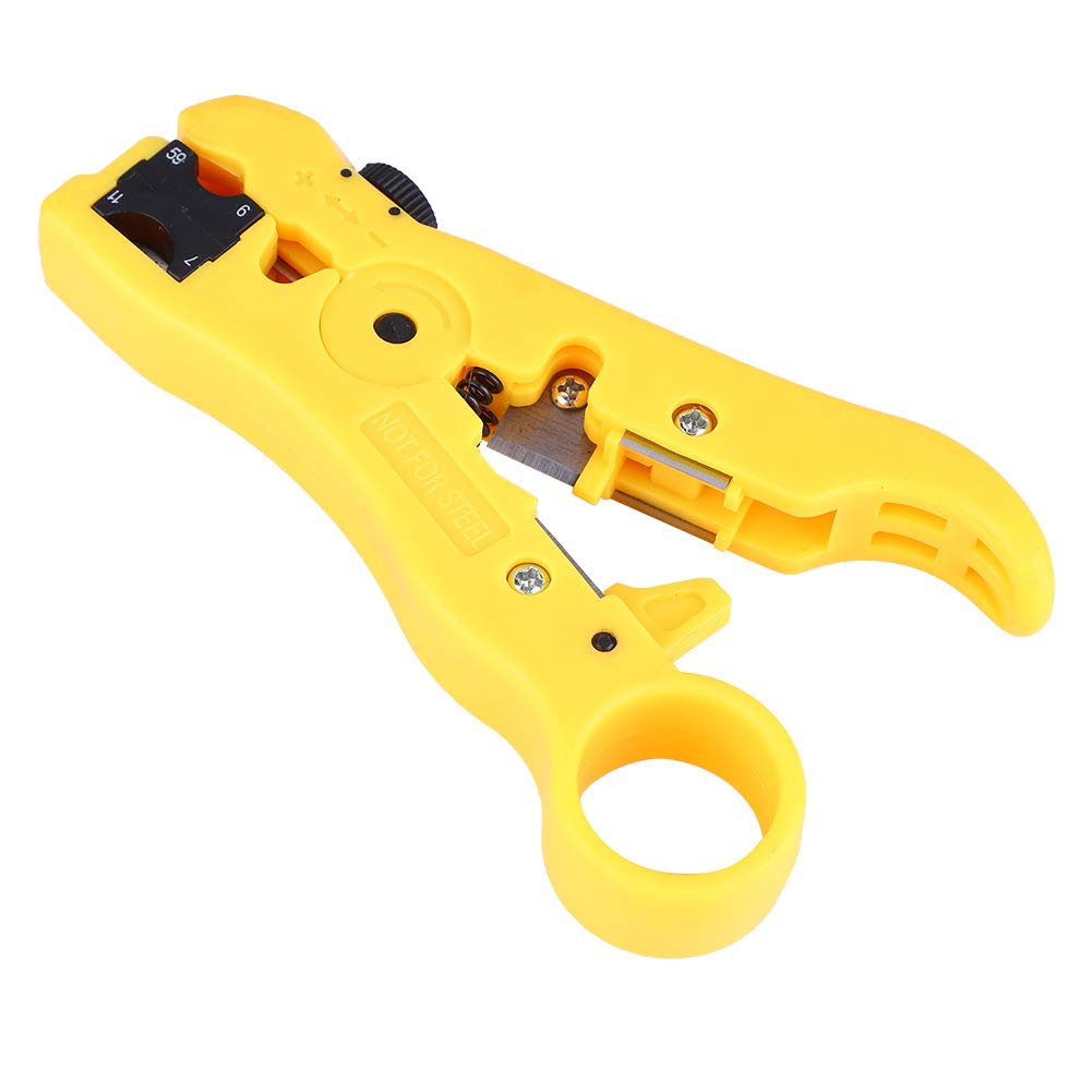 Pinze a crimpare per connettori coassiali, 2 pezzi, per spelafili, per installazione di reti di cavi coassiali, in acciaio al carbonio, giallo blu