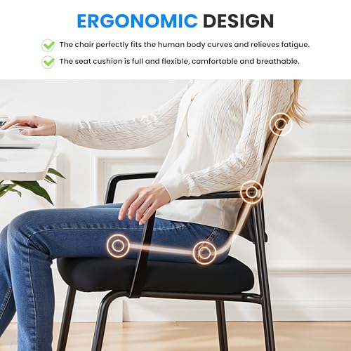 Simple Deluxe 2-Pack Armless Guest Chairs, Ergonomic Mesh Back & Padded Fabric Seat, Stackable Non-Wheeled Design for Office Waiting Rooms, Lobbies, Conferences & Home Desks by Simple Deluxe - Used condition - Image 7