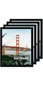 Amazon.com - OMISHE 4 Pack 6x9 Picture Frame Black for Wall