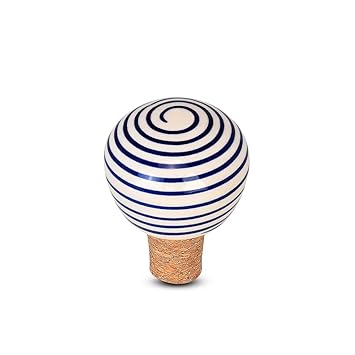 Ceramic Wine Bottle Stopper, Reusable Airtight Sealer, Leakproof Preserver Cork for Red Wine, Champagne, Beverage, Bar Accessories (Spiral, Set of 2)