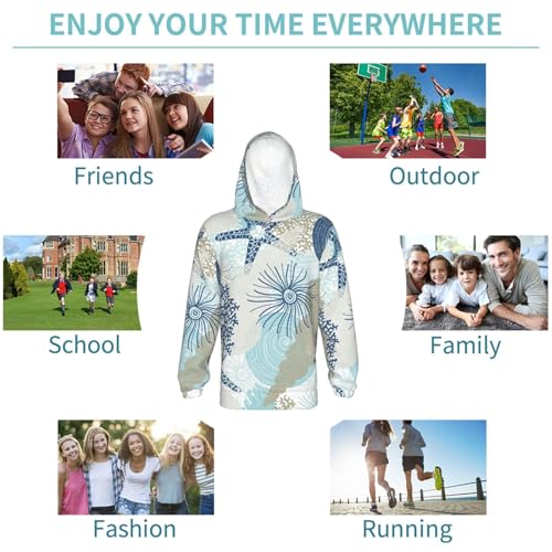 Algae Corals and Seashells Kid Hoodies Boys Sweatshirts Girls Pullover with Pocket 6