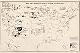 24'x36' Gallery Poster, 1939 map of Native American Indian tribe reservations in United States by Sam Attahvich, Comanche