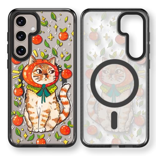 Coque magnétique pour Samsung Magsafe motif chat noir mignon étui de téléphone fille 6,2 pouces
