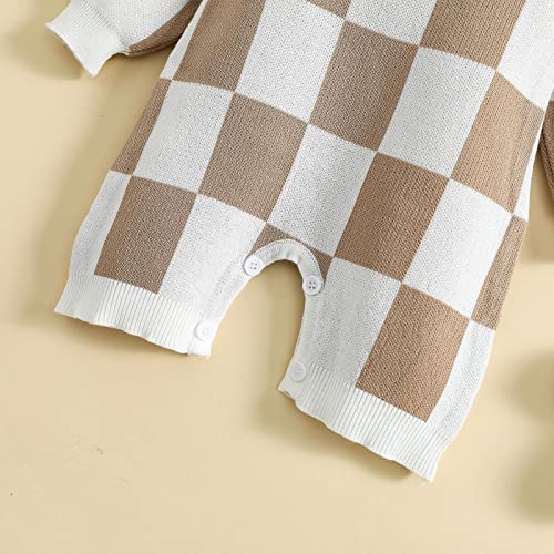 Lamgool Baby Girls Boys Checkered Jumpsuit Knitting Longsleeve Casual Plaid Romper Outfit For Fall 6-12M #TOP5