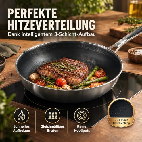 FIXLINE® BLACK FOREST Bratpfanne 28cm - robuste Antihaftbeschichtung - hoher Rand 6… – Ansicht 3
