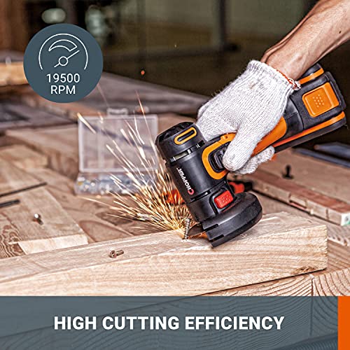 Worx 20V Mini Cutter WX801.9 (Bare Tool) Cordless Angle Grinder, Tool-Less Adjustment, 76mm Disc Size, 3 Cutting Disks, 1 Grinding Disc, PowerShare 5 Worx 20V Mini Cutter WX801.9 (Bare Tool) Cordless Angle Grinder, Tool-Less Adjustment, 76mm Disc Size, 3 Cutting Disks, 1 Grinding Disc, PowerShare - Image 5