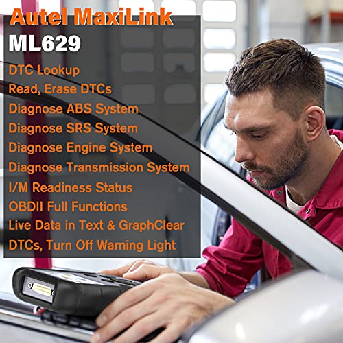 Autel MaxiLink ML629 Automotive OBD2 Scanner, 2026 Newer Model Upgraded of AL619, ML619, Car Code Reader Check Engine ABS SRS Transmission Diagnostic Scan Tool with Auto VIN, Ready Test, DTC Lookup - Image 3
