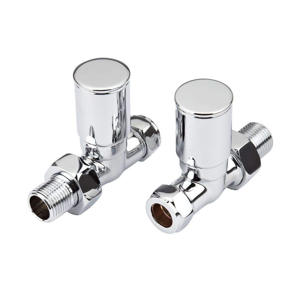 Milano Chrome - Straight 1/2" Thread Straight Chrome Heated Towel Rail Radiator Valves