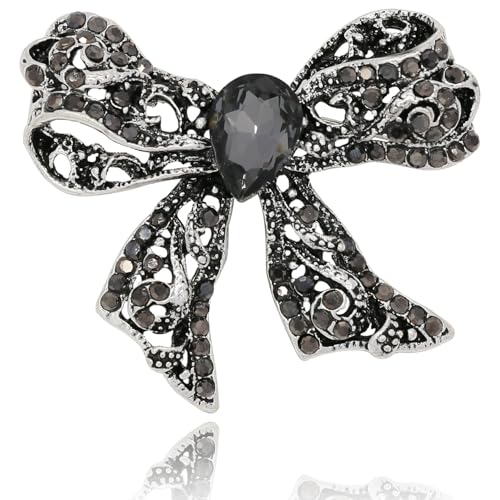 Image of Rhinestone Bow Brooch Vintage Crystal Large Bowknot Brooches for Women Brooch Pin Wedding Fashion Jewelry Accessories,Women Gift