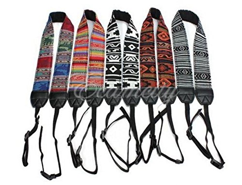 Verstellbarer Kamerahals oder Schultergurt. Vintage Bunte Muster. Einzelband. (Mehrfarbiges Blau) – Bild 4