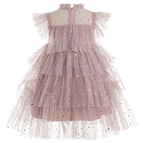 Nnjxd Little Girl Layered Tulle Dress Princess Girls Party Little Stars Dresses 1270 Pink 3-4 Years #TOP1