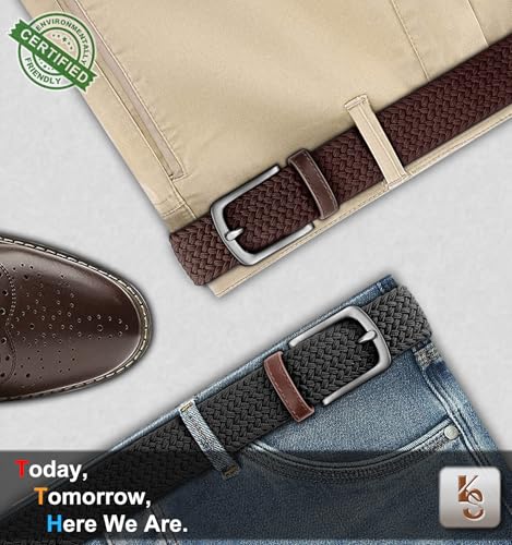 Image of KEMISANT Men's Golf Belt Nulti-pack, Braided Woven Stretch Belt for Gift Men Casual Jeans Sports Work 1 3 /8 inch
