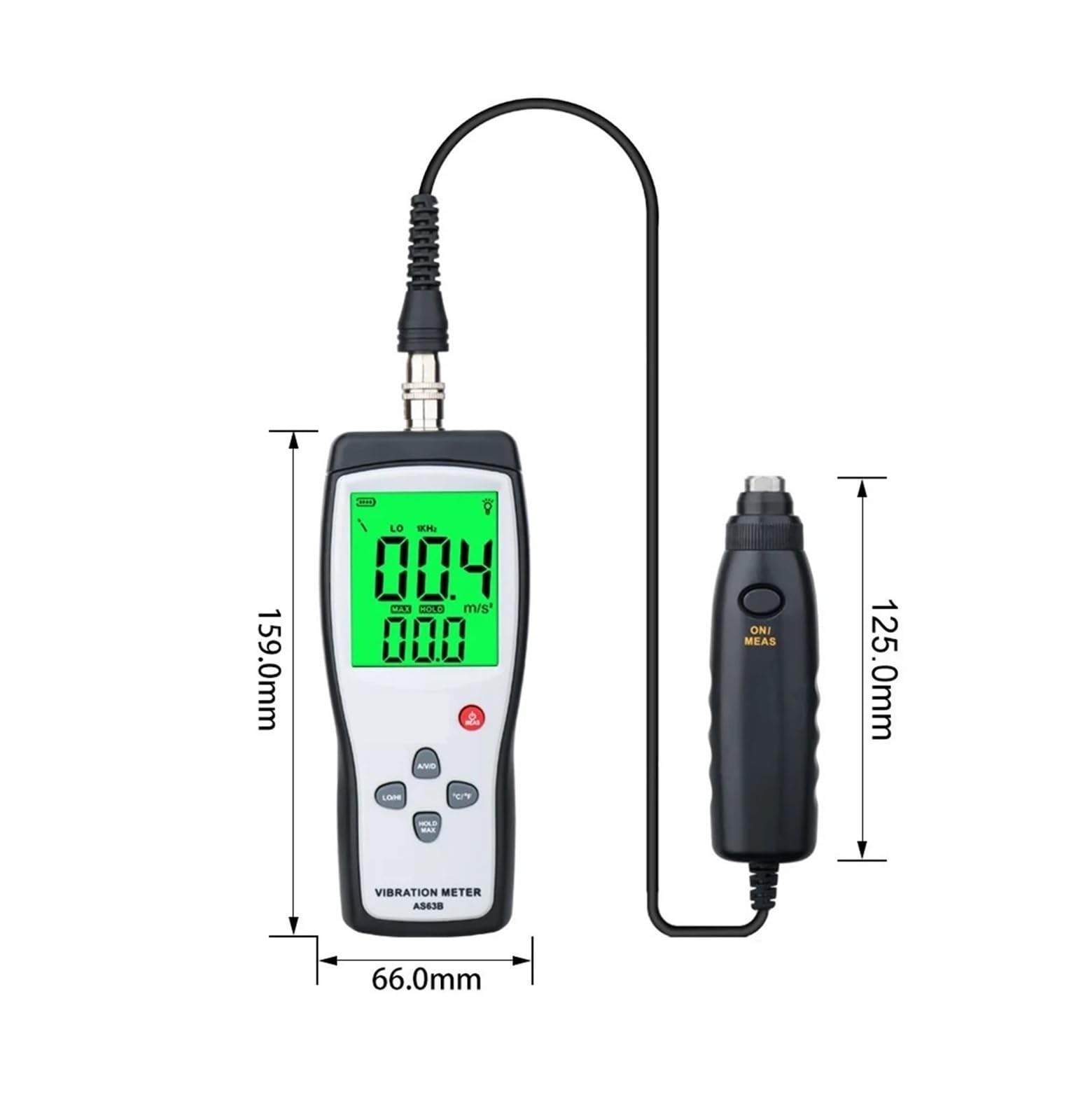 Vibrationsmesser, Digitales Vibrationsmessgerät 10 Hz ~ 1 kHz 0, 199,9 mt/s Präzisions-AS63B-Vibrationsmessgerät Tester Gau Analyzer