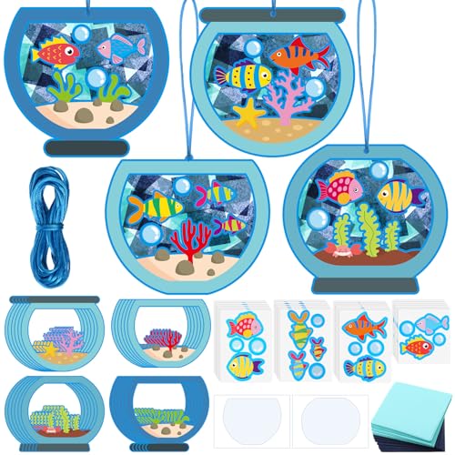 Chiisong Fish Crafts for Kids 24 Sets Fishbowl Tissue Paper Craft Kit