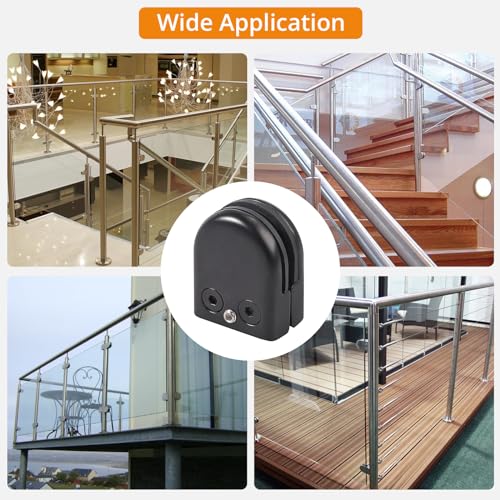 Neoteck Glasklemme, 8 Stück, Edelstahl 304 für Handlauf, Balustrade, Treppe (schwarz, 8–10 mm Halbkreis)