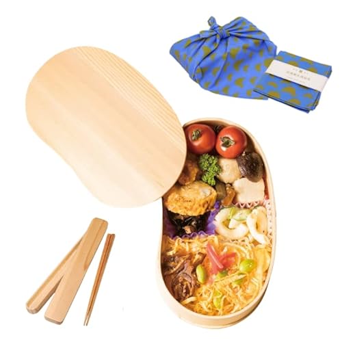 曲げわっぱ 弁当包み 弁当箱 初心者 セット 一式 豆型 木製 一段 弁当箱 ナチュラル 白木 まげわっぱ お弁当 ランチボックス おしゃれ かわいい 男性 女性 箸 弁当包み 箸セット カトラリー (コトリ)