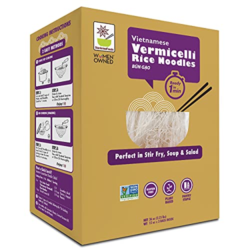 Rice Noodles, Brown Rice Noodles, Ramen Noodles Alternative, Non-GMO, Pad Thai Noodles, Star Anise Foods (Vermicelli Rice Noodles, 21 servings)