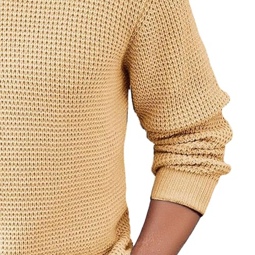 Pull décontracté homme tricot gaufré col rond coupe ample et extensible - 6