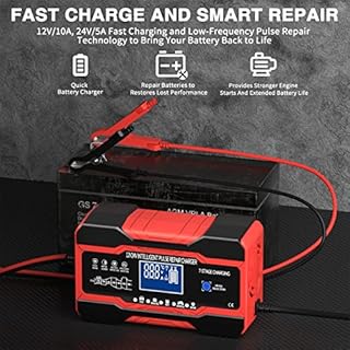 Chargeur de batterie intelligent pour voiture, chargeur/mainteneur de batterie à décharge lente 12V/10A 24V/5A automatique avec compensation de température, pack de charge rapide pour camion, moto